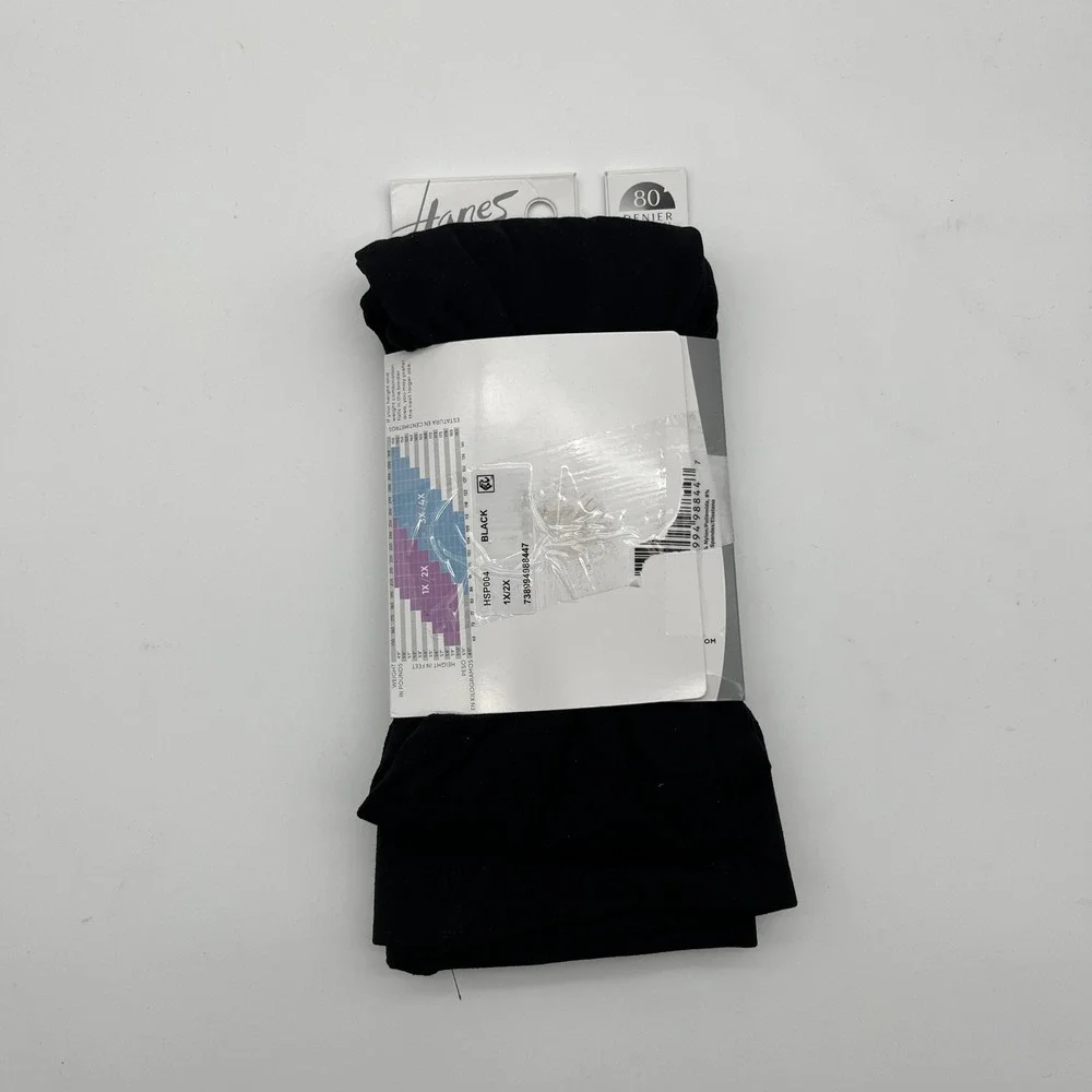 Hanes Tights Womens 1X/2X Black Curves Blackout Footless Tights HSP004 80 Denier